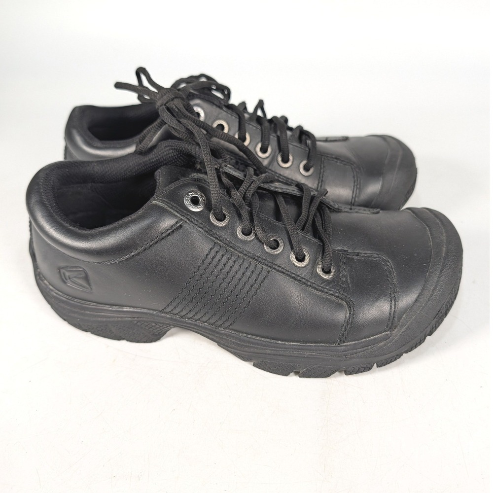 Keen PTC Oxford Mens 7.5 Black Leather Slip Resistant Work Shoes 1006980